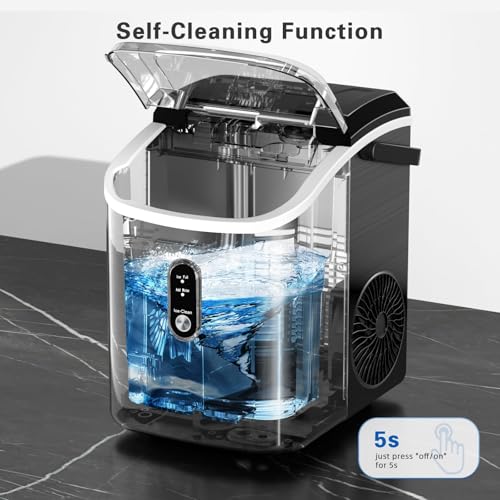 Countertop Nugget Ice Maker with Soft Chewable Pellet Ice, Self-Cleaning, Black X199