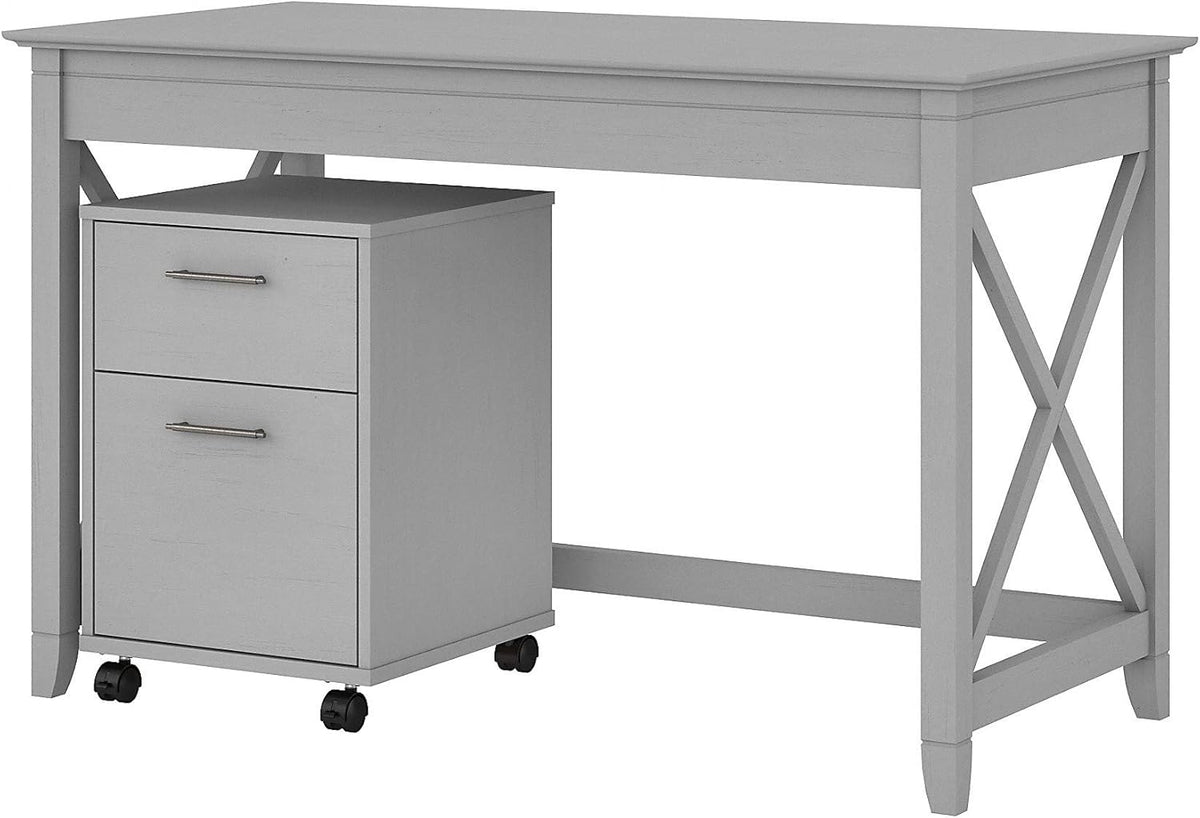 Cape Cod Gray Writing Desk with 2 Drawer Mobile File Cabinet F421