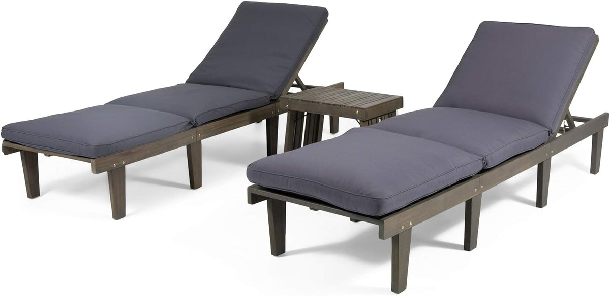 Acacia Wood 3 Piece Chaise Lounge Set M303