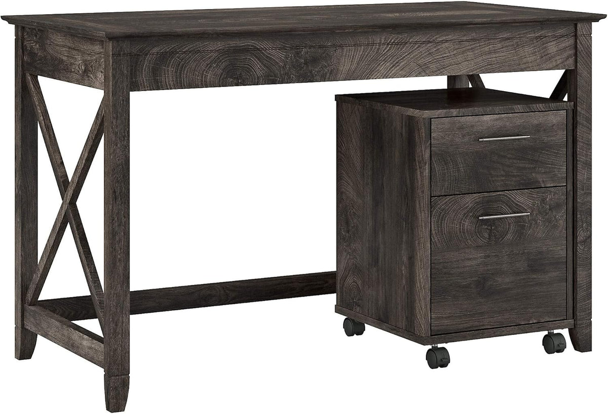 Cape Cod Gray Writing Desk with 2 Drawer Mobile File Cabinet F421
