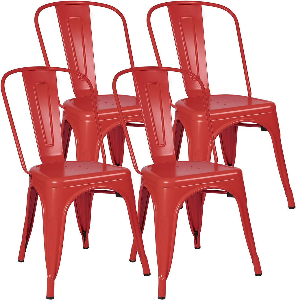 Grey Metal Stackable Dining Chairs Set of 4 T390915