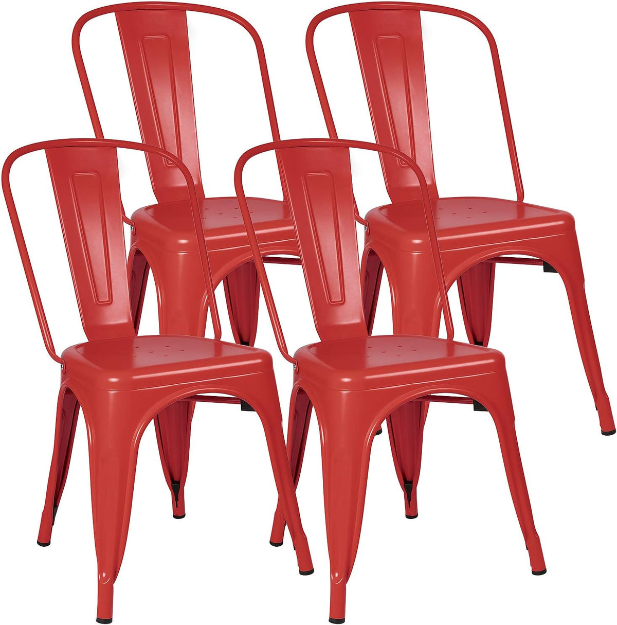 Grey Metal Stackable Dining Chairs Set of 4 T390915
