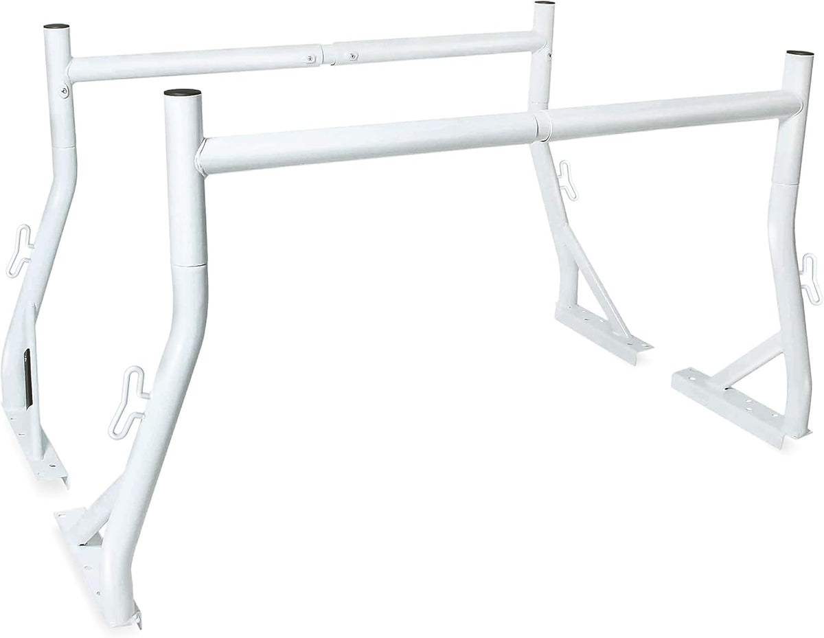 800Ibs Capacity Extendable Steel Truck Ladder Rack Two-bar Set White Z238