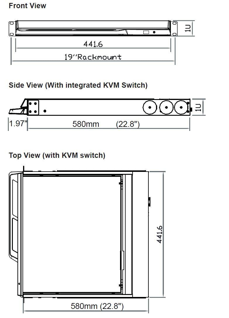 1U 19 Rackmount Monitor with 8 Port KVM Switch P629