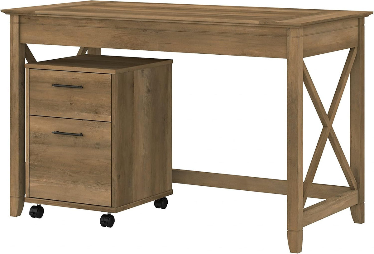 Cape Cod Gray Writing Desk with 2 Drawer Mobile File Cabinet F421