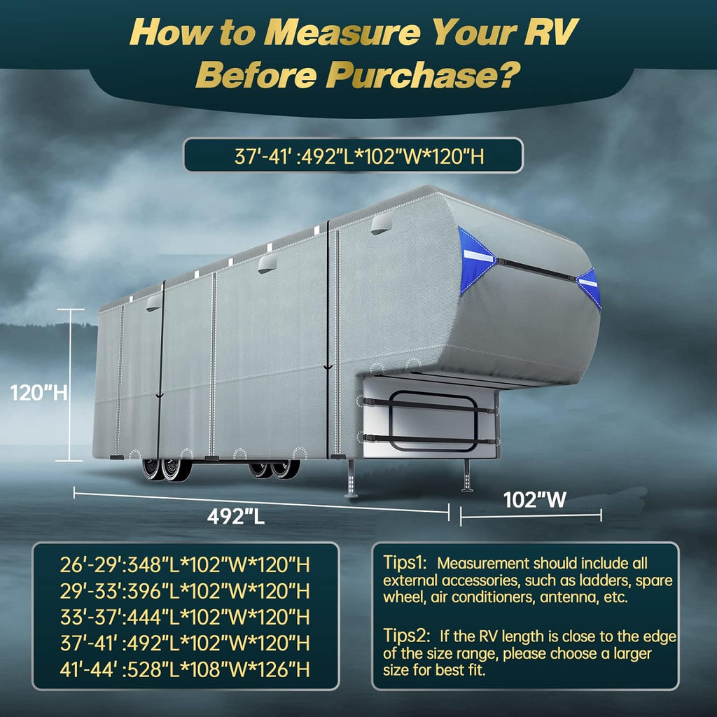 Waterproof Ripstop 5th Wheel RV Cover with Tire Covers F691