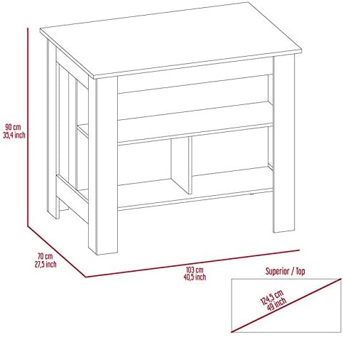 Kitchen Island with White Base and Light Oak Top H67868
