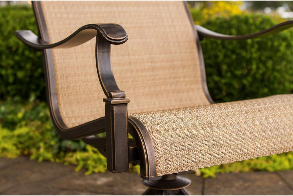 7 Piece Tan Swivel Rocker Dining Set T177940