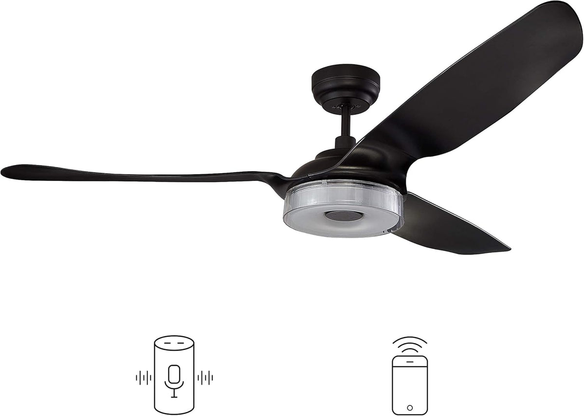 Black 56 3 Blade Smart Ceiling Fan with Remote Control Z460544