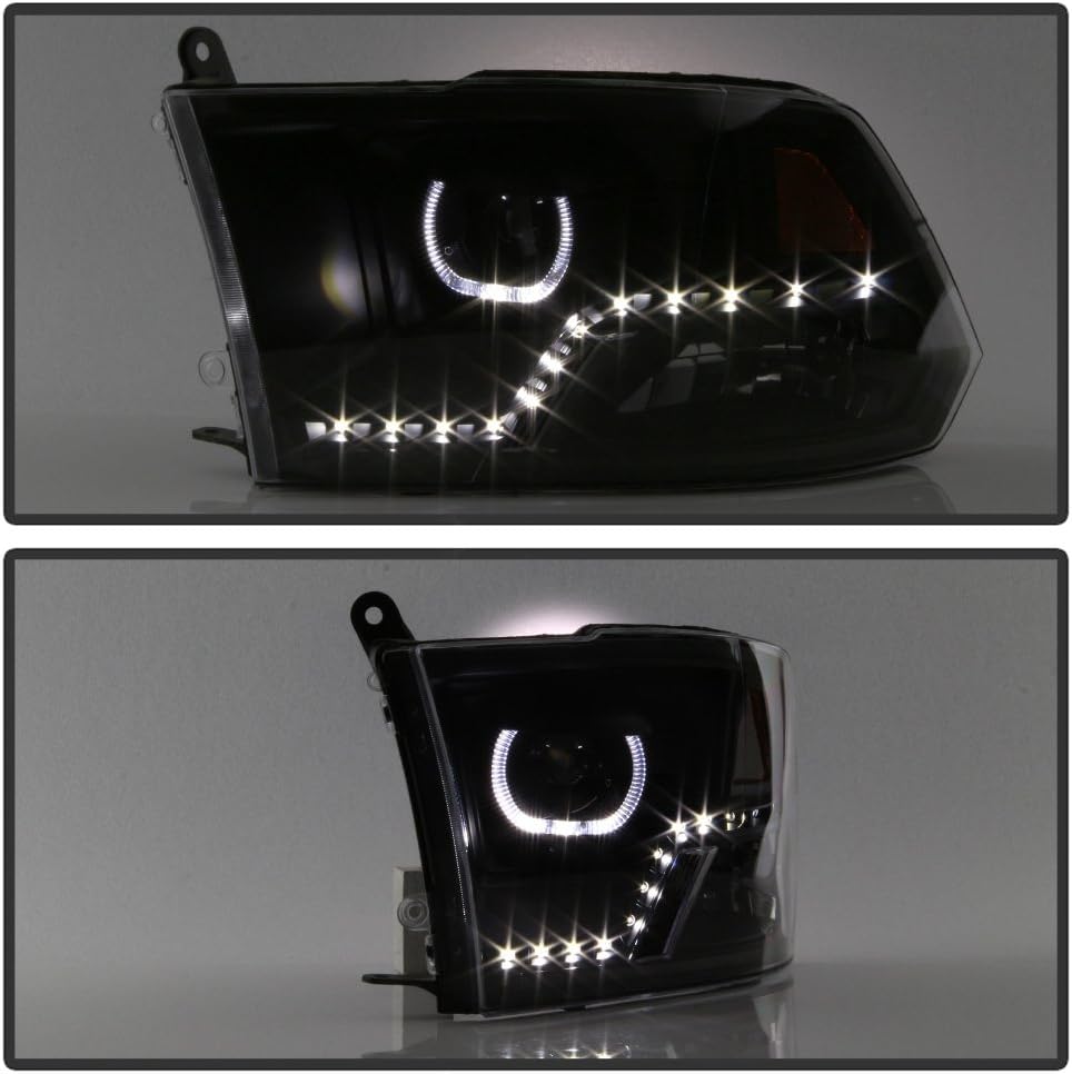 Black LED Projector Halo Headlights Driver + Passenger Side L6413