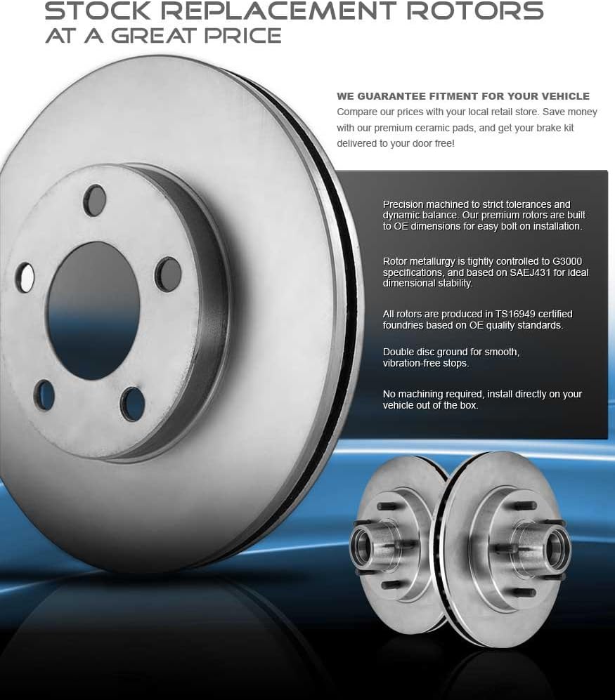 Front and Rear Brake Rotors and Ceramic Brake Pads Y401256