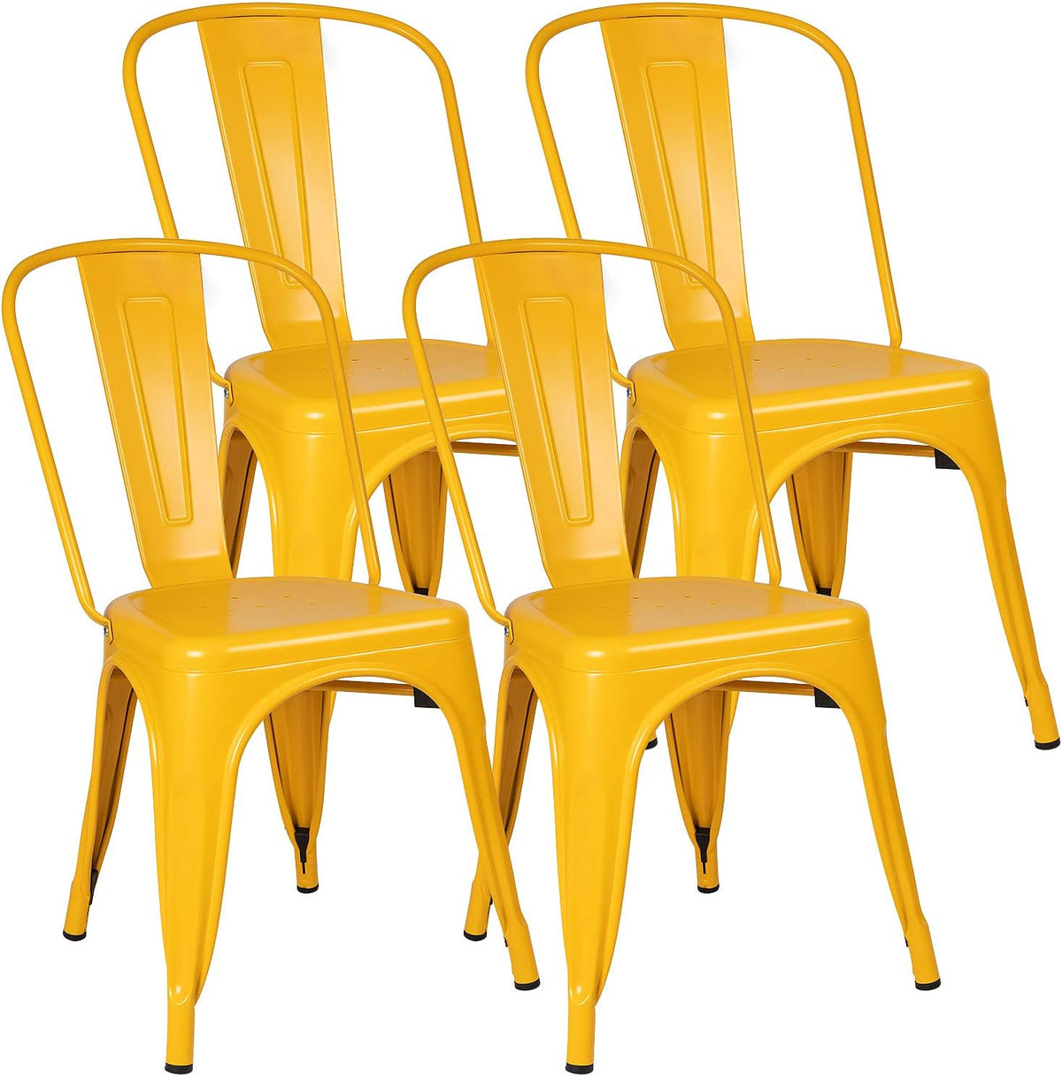 Grey Metal Stackable Dining Chairs Set of 4 T390915