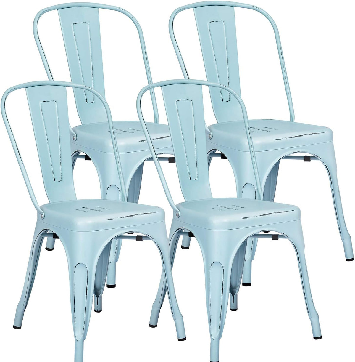 Grey Metal Stackable Dining Chairs Set of 4 T390915