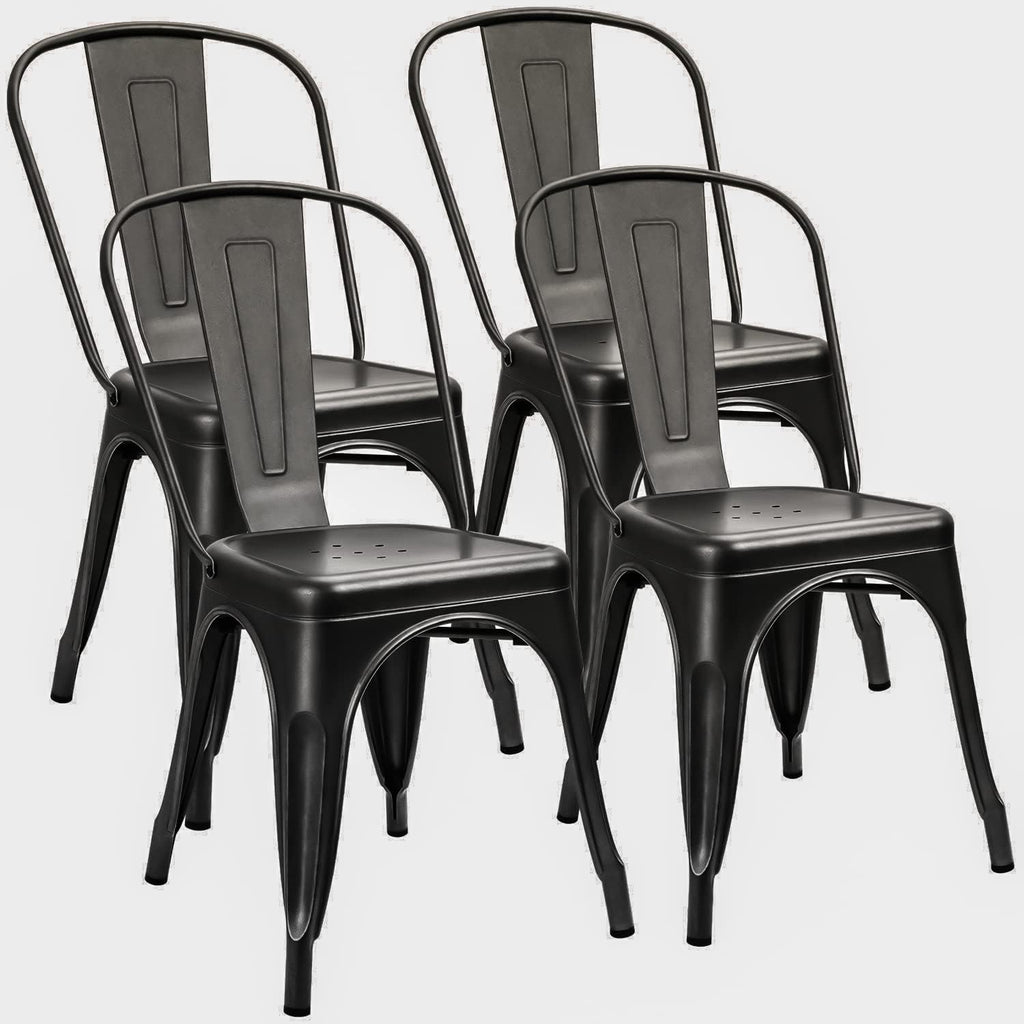 Grey Metal Stackable Dining Chairs Set of 4 T390915