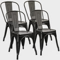 Grey Metal Stackable Dining Chairs Set of 4 T390915
