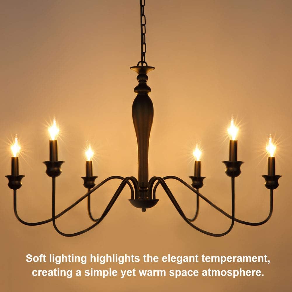 6-Light Black Iron Candle Chandelier E798