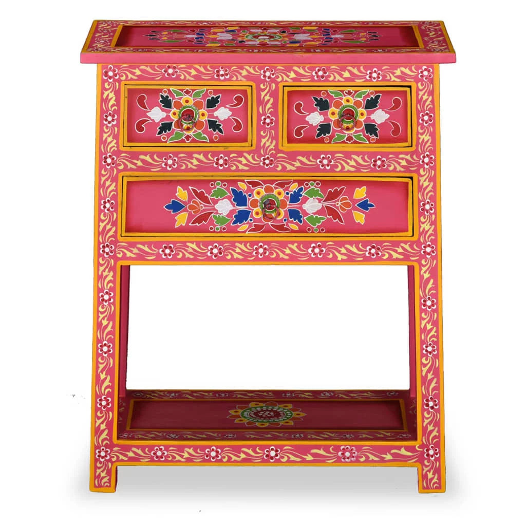 Pink Solid Wood Mango Sideboard with Drawers Z59565
