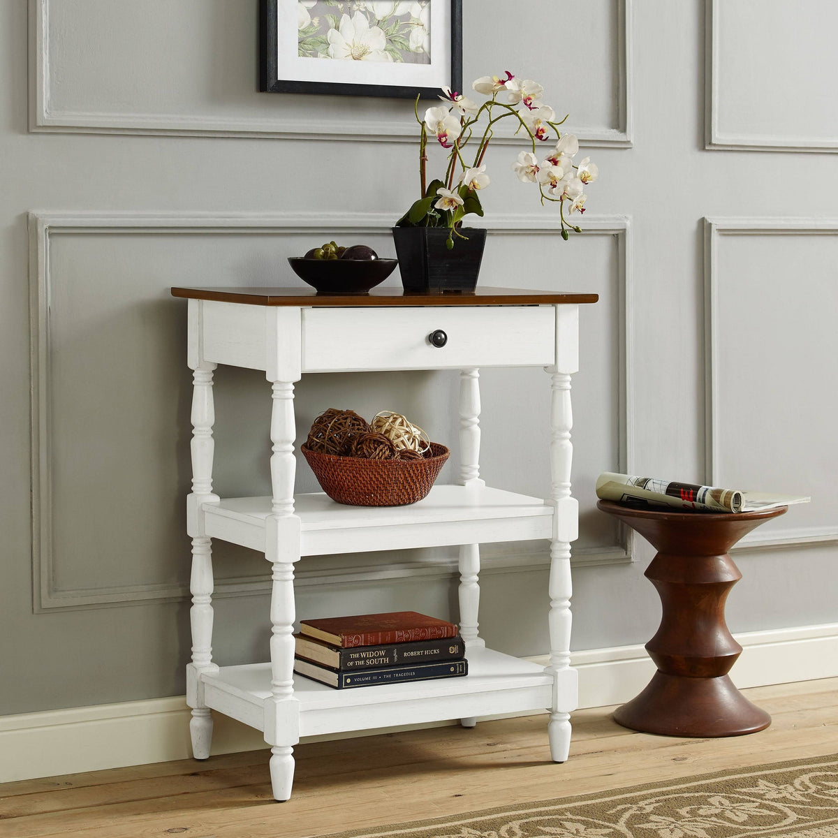 Distressed White Accent Table N81470