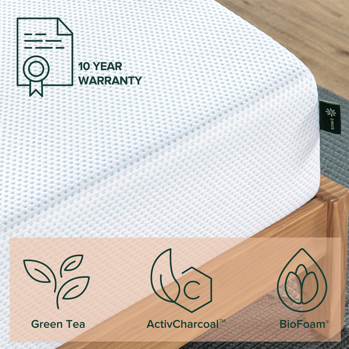 12 Green Tea Cooling Gel Memory Foam Mattress V630928