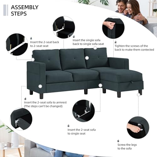 Convertible Sectional Sofa with Storage Ottoman L41515
