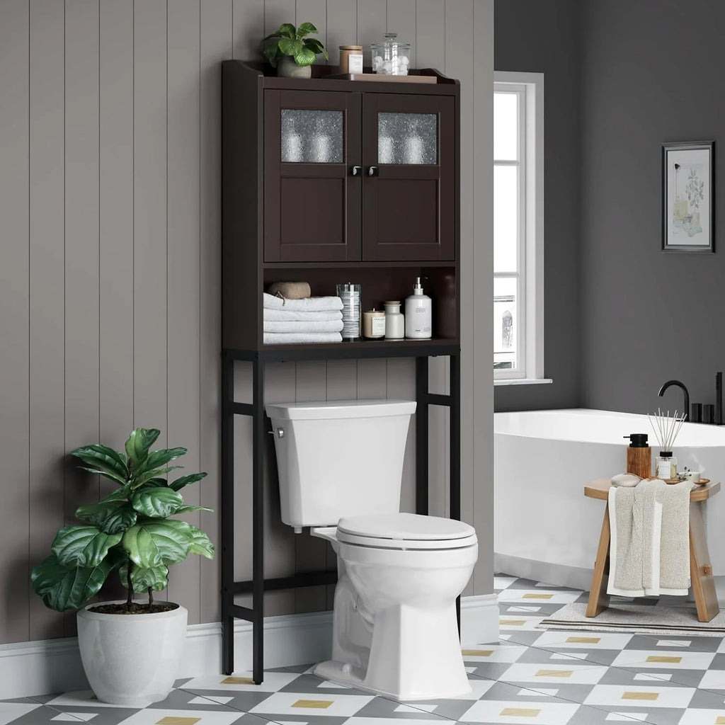 Over The Toilet Storage Cabinet with 2 Doors and Adjustable Shelf K904544