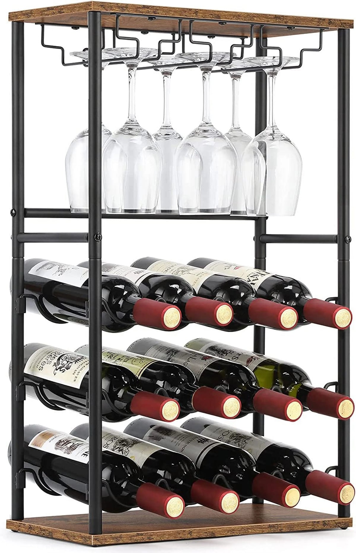 Brown Countertop Wine Bar Rack V287105