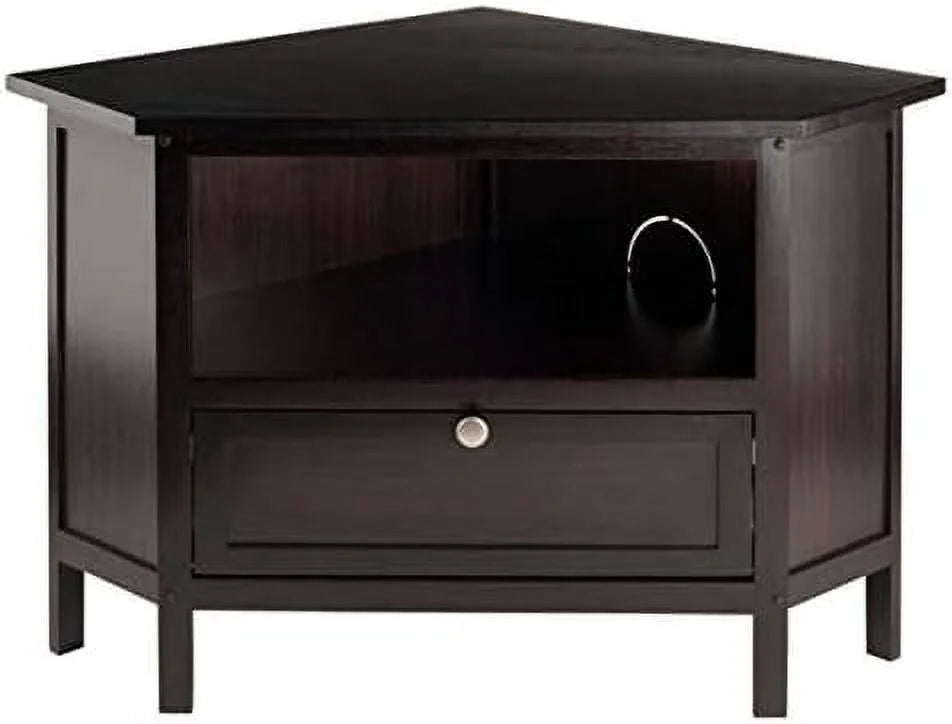 Espresso Corner TV Media Stand with Open Shelf A722