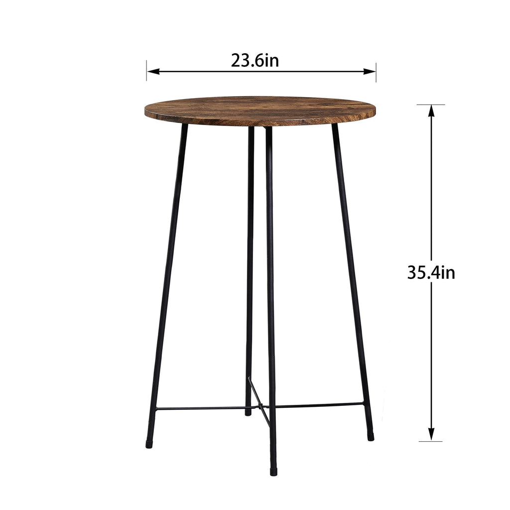 Round Wood Top Metal Frame Bar Table F7354