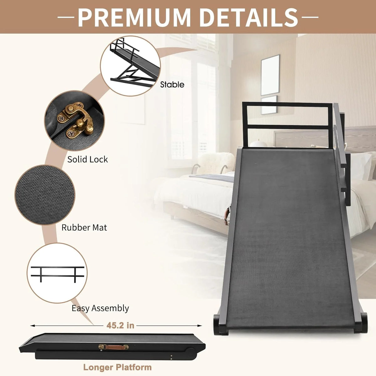 5 Level Adjustable Folding Dog Ramp with Side Rails T636504