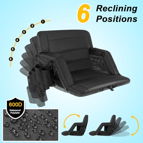 2 Pack Wide Folding Stadium Seats with Back Support and Cushion E875