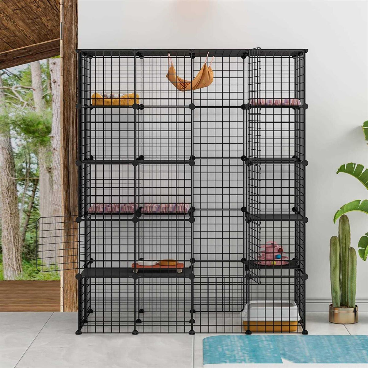Large Outdoor Cat Enclosure with 6 Jumping Platforms M2140