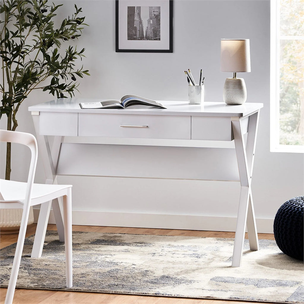 White Wood & Iron Computer Table U54128