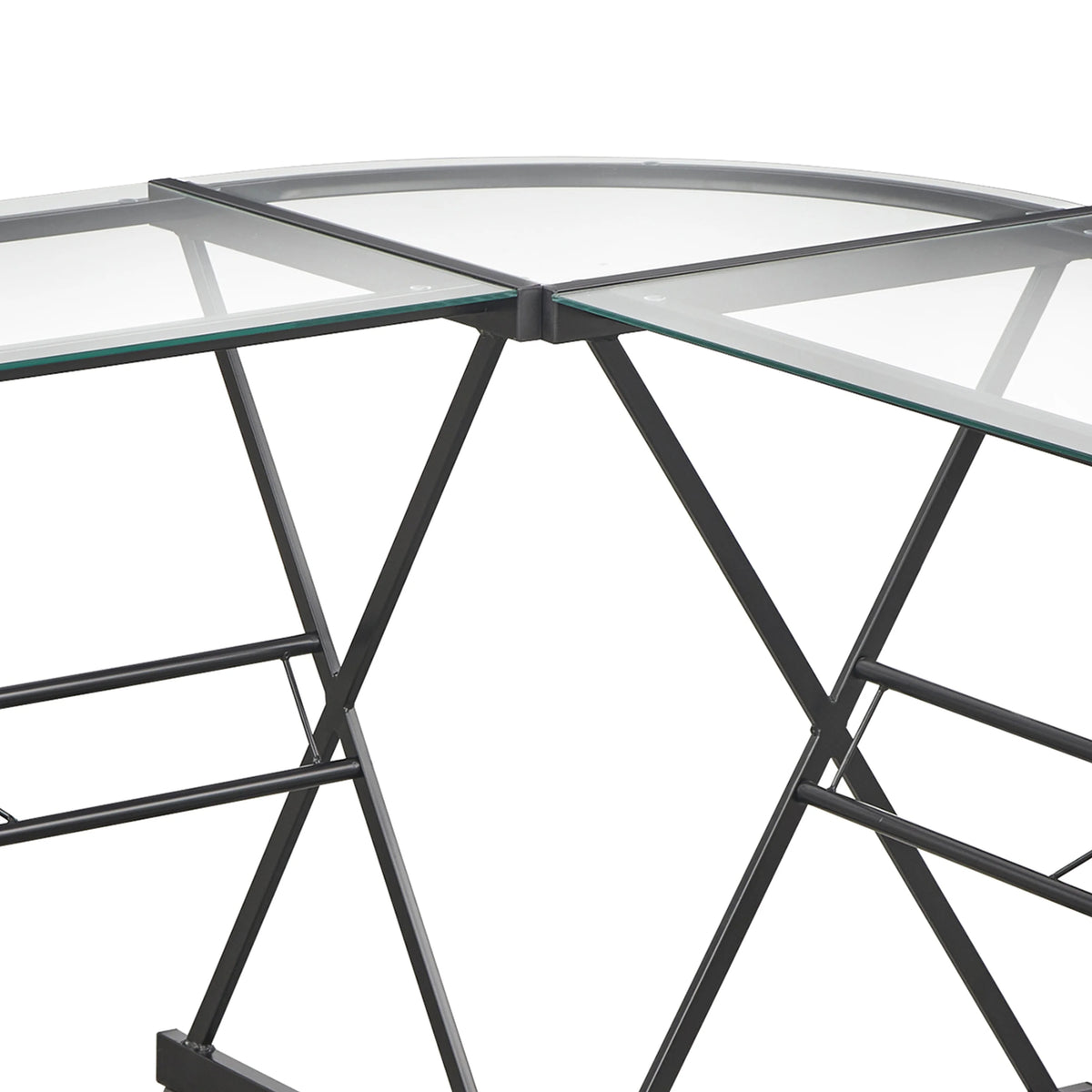 L Shape Computer Desk with Metal Frame & Clear Glass Top G50011