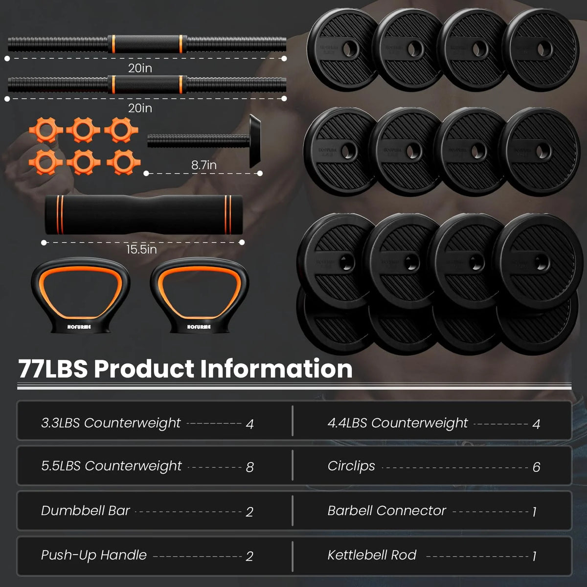 Adjustable Dumbbell Set, Black H1421
