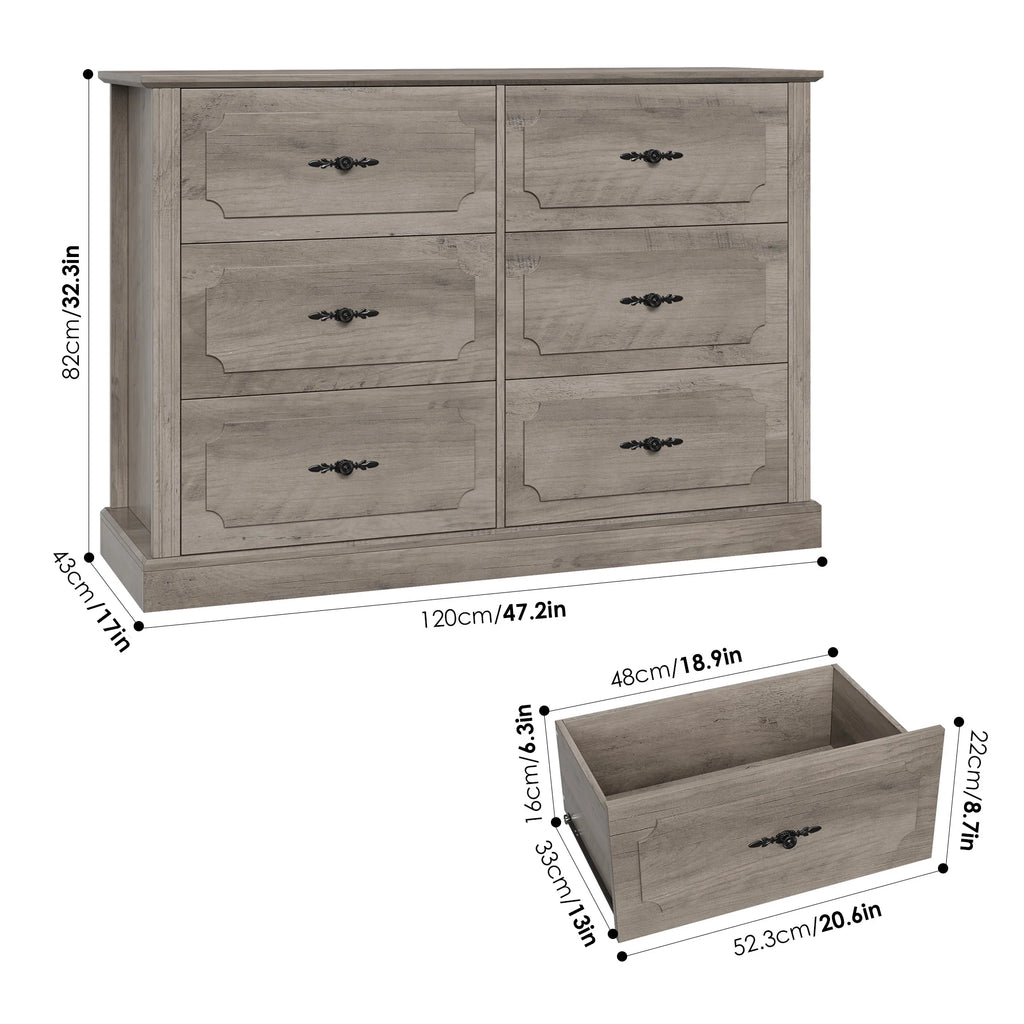 White 6 Drawer Wood Dresser Y4804