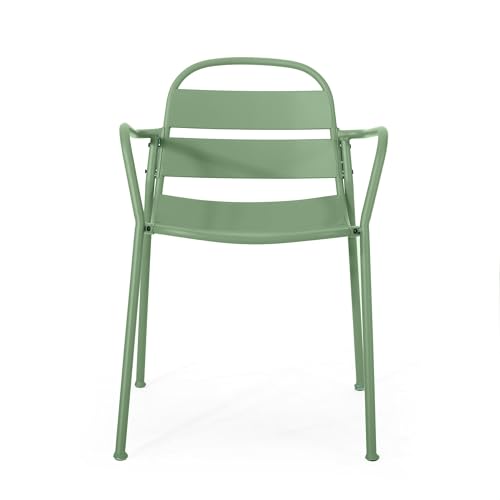3-Piece Outdoor Bistro Set Iron Patio Furniture with 2 Chairs & Round Table Dark Green M2297