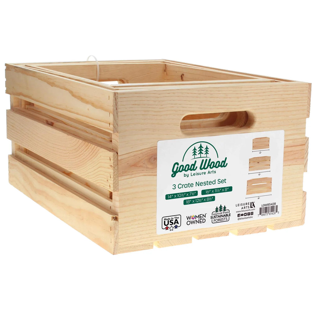 Wooden Crate 3 Piece 14" 16" 18" J3127