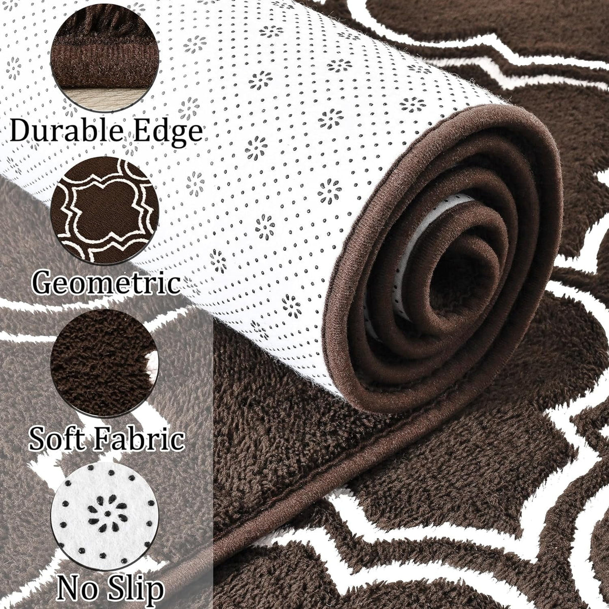 5'x7' Brown Geometric Fluffy Area Rug C6054