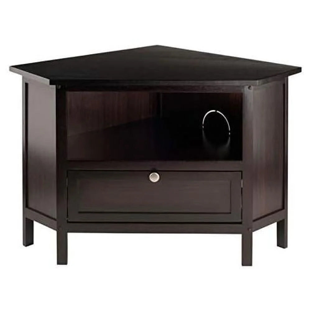 Espresso Corner TV Media Stand with Open Shelf A722