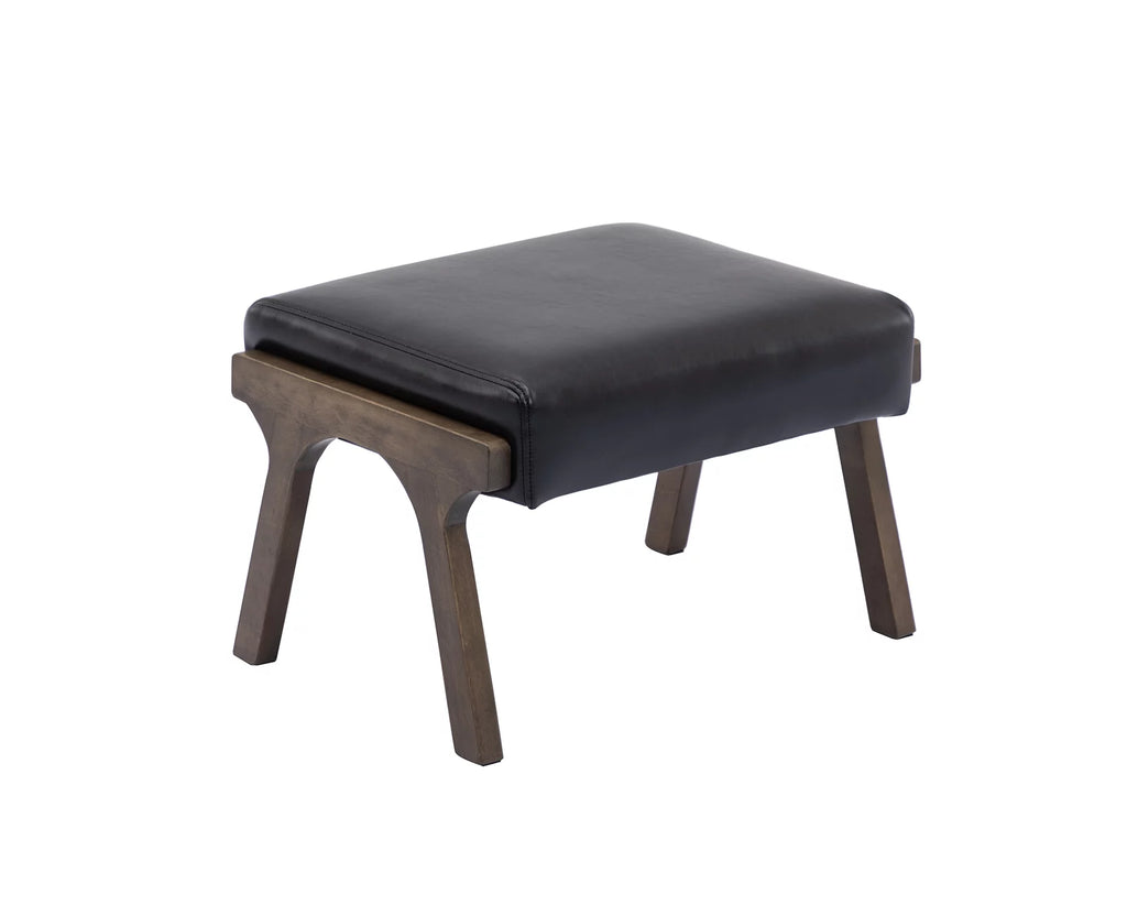 Black Faux Leather Accent Chair and Ottoman Set N71447