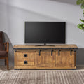 Natural and Black Mango Wood TV Stand Q5456