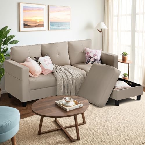Convertible Sectional Sofa with Storage Ottoman L41515