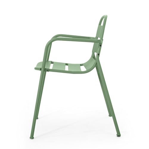 3-Piece Outdoor Bistro Set Iron Patio Furniture with 2 Chairs & Round Table Dark Green M2297