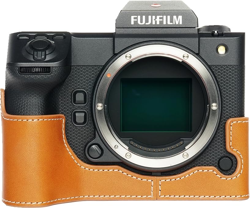 Black Leather Camera Case with Hand Strap Q605328