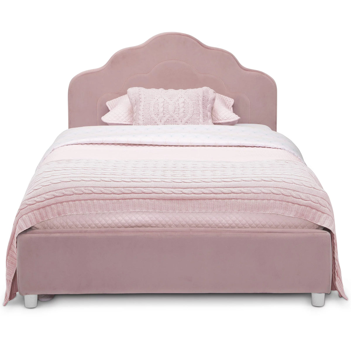 Upholstered Twin Bed Rose Pink H3364