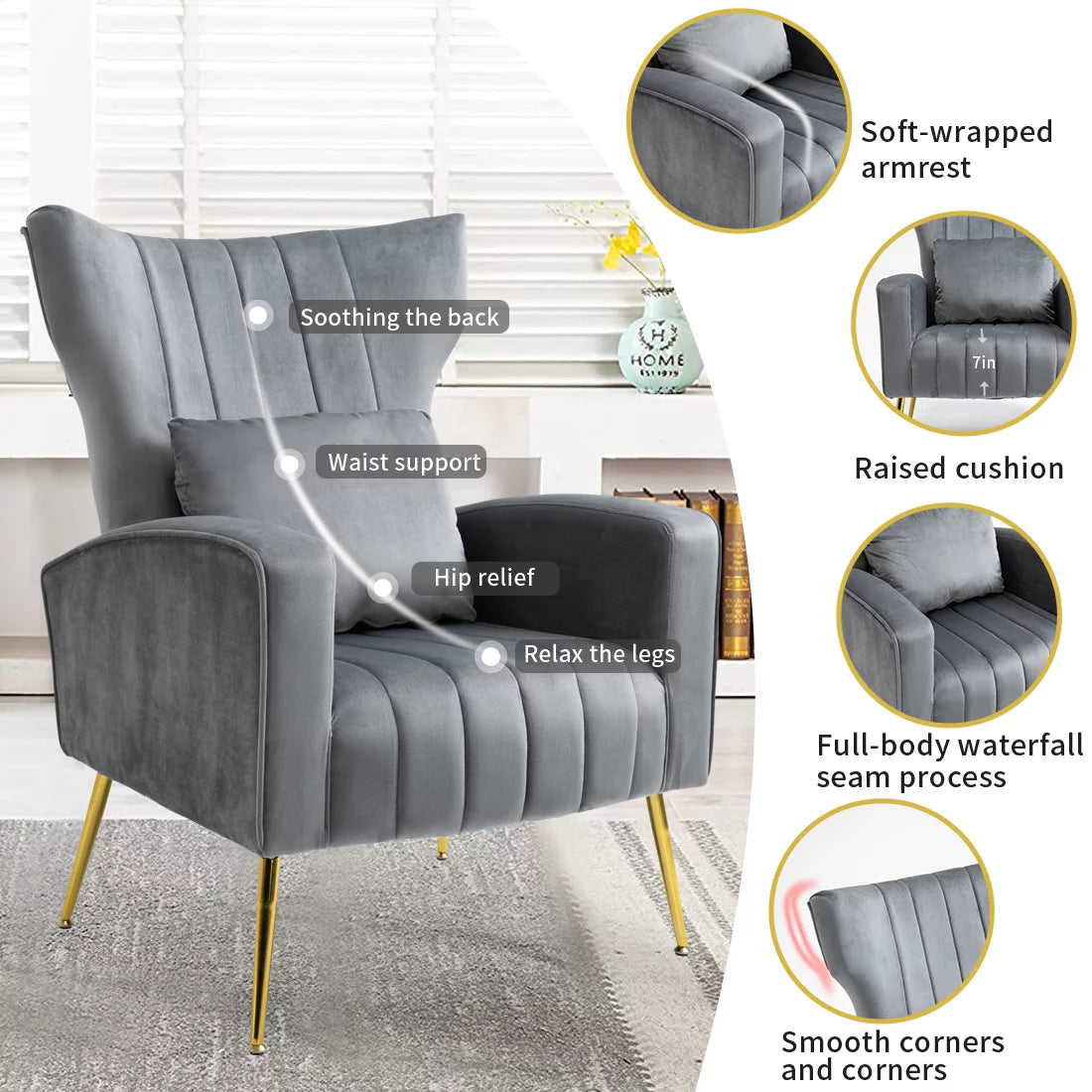 Velvet Accent Chair D878