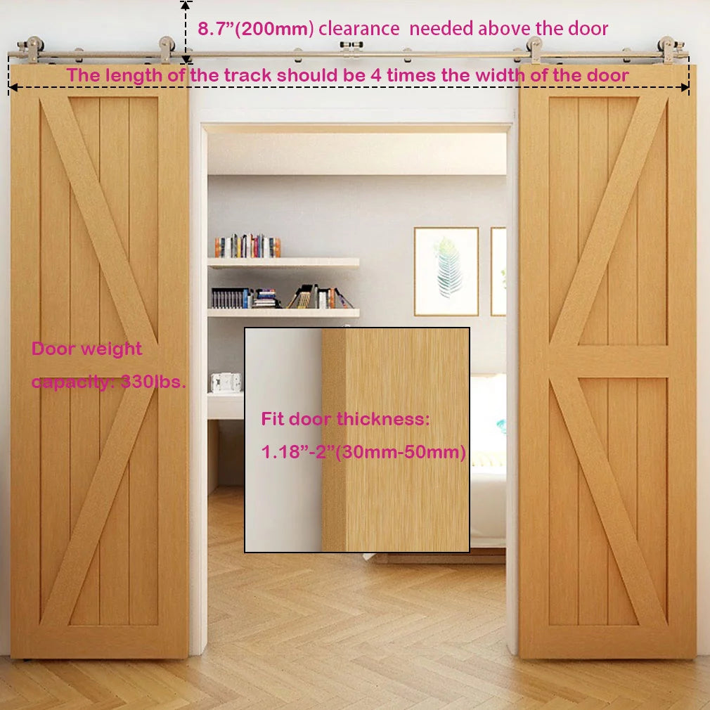 14Ft Stainless Steel Sliding Barn Door Hardware Kit G87621