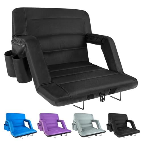2 Pack Wide Folding Stadium Seats with Back Support and Cushion E875