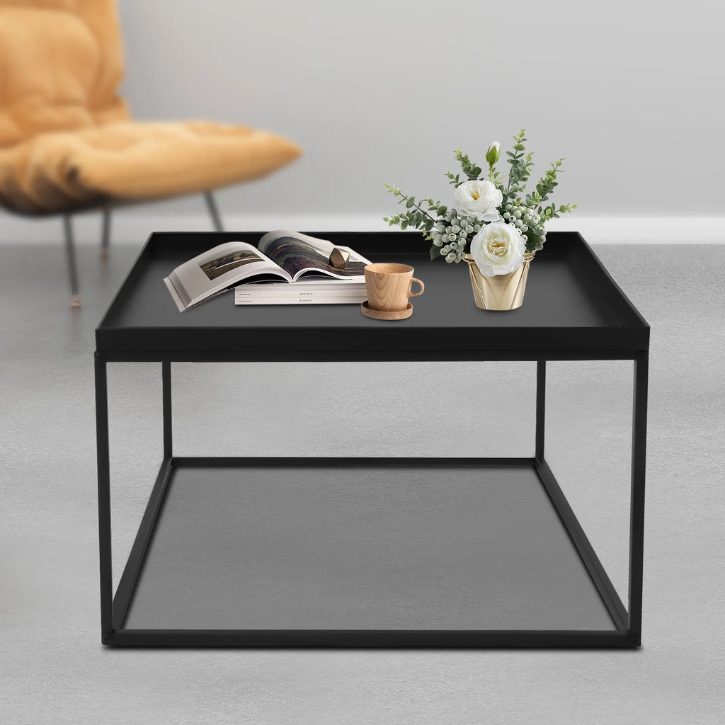 23x23x14 Inch Metal Square Coffee Table Black B723