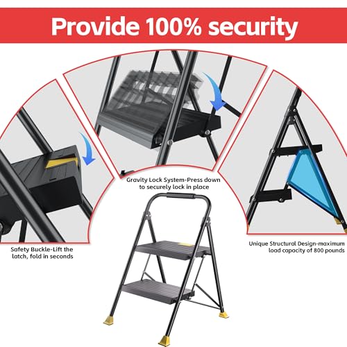 Foldable 3 Step Ladder with Handrails 800Lbs D4178